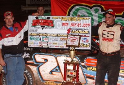 Series promoter Ray Cooks joins Tony Knowles in victory lane. (Brian McLeod)