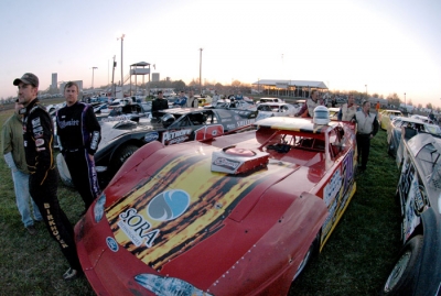 Drivers park in the infield during Friday's time trials. (Chris Dolack)