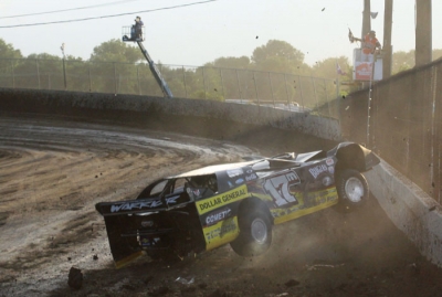 Dale McDowell flipped in time trials; he wasn't injured. (stlracingphotos.com)