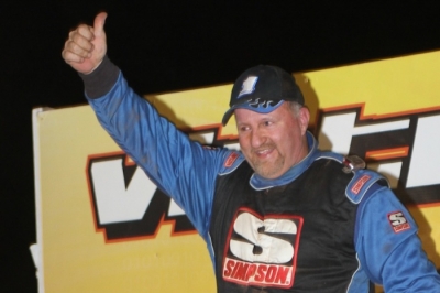 Ricky Weeks gives a thumbs up at Carolina Speedway. (Clifford Dove)