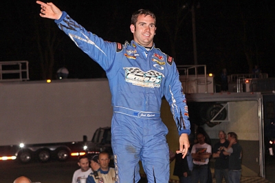 Josh Richards waves to the crowd after his $3,000 victory at Hagerstown. (pbase.com/cyberslash)