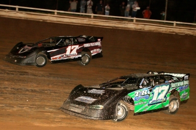 Keith Barbara (outside) and Zack Dohm (inside) battled nearly 20 laps side-by-side. (Tommy Michaels)