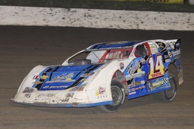 Kyle Berck heads to a 25-lap victory on Friday at I-80 Speedway. (Andrew Towne)