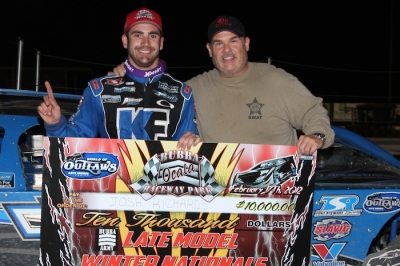 Josh Richards and Bubba the Love Sponge Clem in victory lane. (Photos by Crawford)