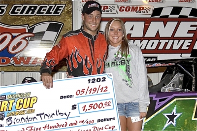 Brandon Thirlby earned $1,500 for winning the Michigan Dirt Cup tour's inaugural event. (John Berglund)
