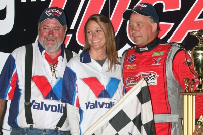 Barry Wright (left) and Steve Francis (right) in victory lane at Knoxville. (Barry Johnson)