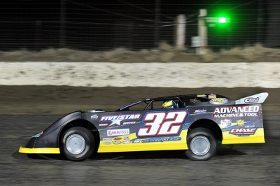 Chris Simpson led the final 12 laps at I-80 Speedway. (Todd Boyd)