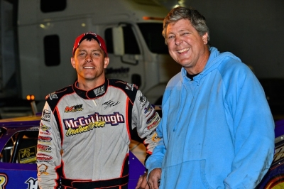 Thursday winner Matt Miller (left) and car owner Rick Delong. (thesportswire.net)