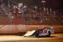 Sam Seawright of Rainsville, Ala., flashes under the checkers to win Friday's $10,000 Hunt the Front Super Dirt Series debut at Ultimate Motorsports Park in Elkin, N.C. (Kevin Ritchie)