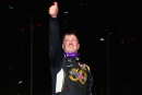 Tim McCreadie celebrates Jan. 24's Sunshine Nationals finale at Volusia Speedway Park in Barberville, Fla. (joshjamesartwork.com)
