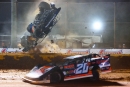 When Trey Mills rolled over the turn-two wall to end an upset bid, Devin Moran captured March 7's $25,000 Wieland Winternationals finale at Golden Isles Speedway near Brunswick, Ga. (joshjamesartwork.com)