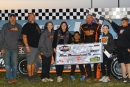 Jesse Sobbing and his team after May 3's Malvern Bank West tour victory at Stuart (Iowa) International Speedway. (mikerueferphotos.photoreflect.com)