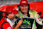 Scott Bloomquist smiles following his flag-to-flag 30-lap victory in the second round of East Bay's Dart Winternationals. He won $5,000. (thesportswire.net)
