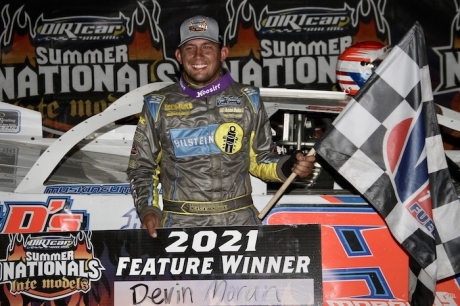 Devin Moran in victory lane at Michigan's I-96 Speedway. (Jim DenHamer)