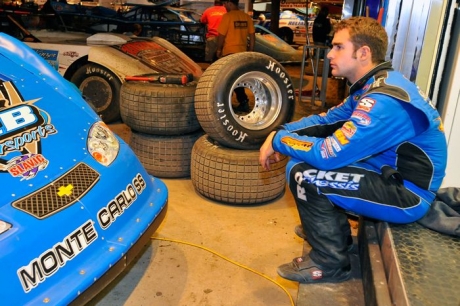 Josh Richards awaits the feature Thursday at Volusia. (thesportswire.net)