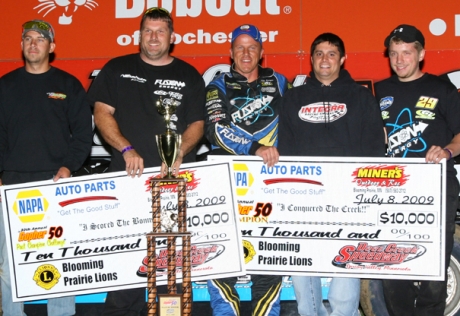 Darrell Lanigan's supporters join him in victory lane. (mikerueferphotos.photoreflect.com)