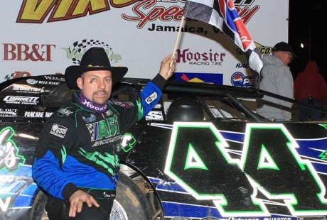 Chris Madden in victory lane at VMS. (Clifford Dove)