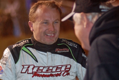 Jimmy Owens smiles in victory lane. (DirtonDirt.com)