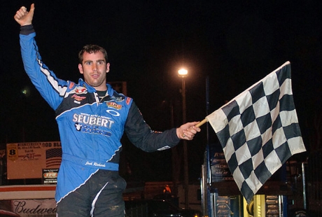 Josh Richards celebrates at Hagerstown. (wrtspeedwerx.com)