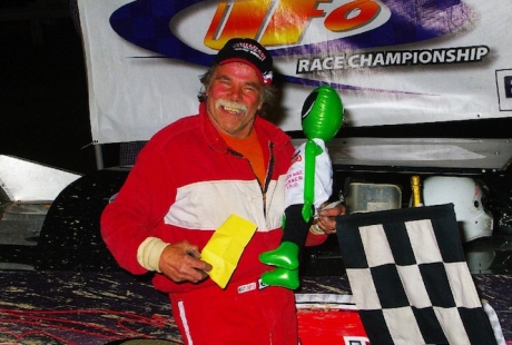 Mark Banal visits victory lane. (Frank Wilson)