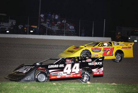 Earl Pearson Jr. (44) takes the lead from Don O'Neal (71). (John Vass)