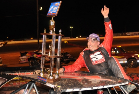 Larry Harrod emerges from his winning car. (theinfieldidiot.com)