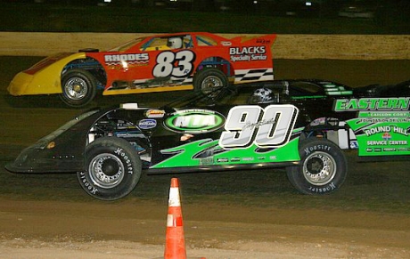 Gary Stuhler overtook Scott Rhodes on lap 50. (fastlanephotos.com)