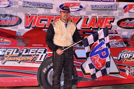 Luke Roffers celebrates his Carolina Clash victory at Fayetteville. (Gary Laster)