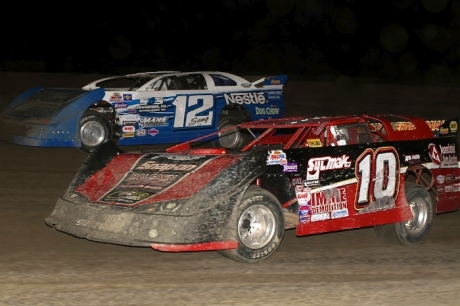 Winner Mike Balcaen (10) battles Brad Seng (12) at Jamestown. (crpphotos.com)