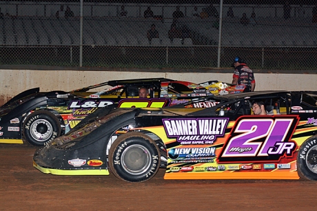 Billy Moyer (outside) and Billy Moyer Jr. (inside) prepare for action at West Plains. (Ron Mitchell)