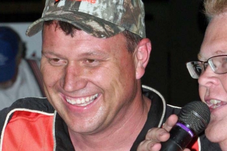 Denny Eckrich smiles in victory lane at Oskaloosa, Iowa. (Barry Johnson)