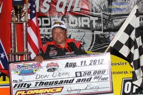 Don O'Neal enjoys victory lane at Florence. (Jeremey Rhoades)