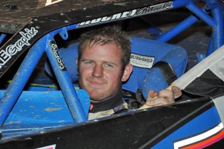 Jared Miley enjoys victory lane at Pittsburgh's Pennsylvania Motor Speedway. (Jason Shank)