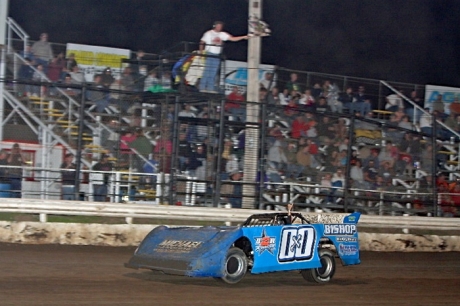 Chance Bishop crosses the finish line for his first CLMA victory. (finishlinephoto.smugmug.com)