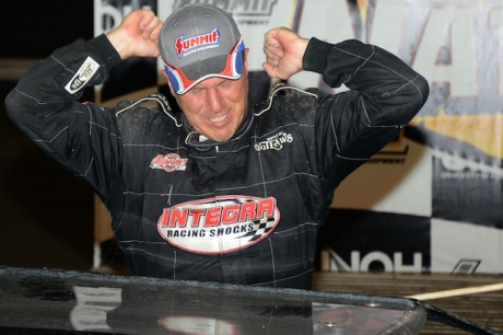 Darrell Lanigan exults in victory lane. (Jason Shank)