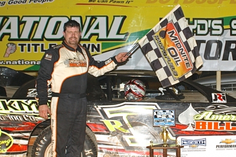 Riley Hickman celebrates his first NeSmith Series victory. (Ronnie Barnett)