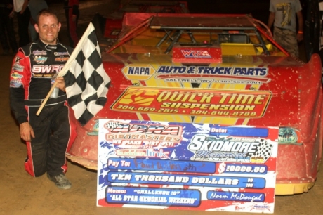 Paul Wilmoth Jr. in victory lane at Elkins. (Tommy Michaels)