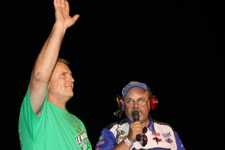 WoO's Bret Emrick stands by before Ron Davies gives the command to fire engines. (Kevin Kovac)