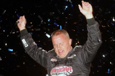 Darrell Lanigan celebrates his $15,000 victory. (Steve Datema)