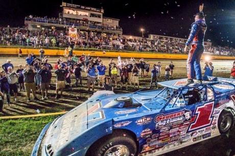 Josh Richards in victory lane. (Bruce Nuttleman)