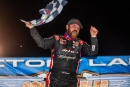 Tyler Bruening celebrates his first Lucas Oil Late Model Dirt Series victory Jan. 17 at Golden Isles Speedway near Brunswick, Ga. (heathlawsonphotos.com)