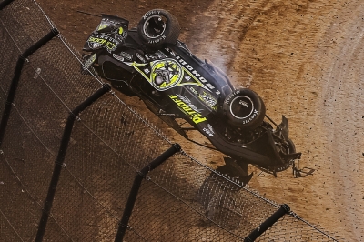 Scott Bloomquist walked away from his scary wreck. (Tyler Carr)