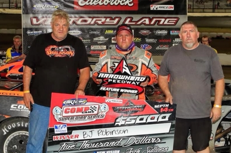 B.J. Robinson and crew in victory lane. (Millie Tanner/Turn 3 Images)