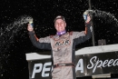 Ryan Unzicker celebrates his MARS-sanctioned victory on April 27 at Peoria (Ill.) Speedway. (B.A Racing Photos by Branden Aeling)