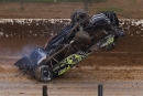 Scott Bloomquist's car got upside down in a wreck at the end of the backstretch in June 7's second heat of Dream XXX at Eldora Speedway. He walked to an ambulance under his own power. (joshjamesartwork.com)