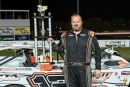 Chad Becker of Aberdeen, S.D., celebrates a $5,000 Challenge Cup victory after topping Saturday&#039;s Tri-State Late Model Series field at Dakota State Fair Speedway in Huron, S.D. (jamielainephoto.com)
