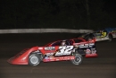 Bobby Pierce (32) keeps runner-up Brian Shirley (3s) in check June 25 at Hamilton County Speedway in Webster City, Iowa, after his second straight World of Outlaws Case Late Model Series victory in the Hawkeye State. (mikerueferphotos.photoreflect.com)
