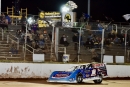 Tyler Peterson of Hickson, N.D., flashes under the checkered flag after leading all 40 laps at Proctor (Minn.) Speedway, collecting a $2,500 WISSOTA Challenge Series payday. (shooterguyphotos.com)