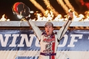 Bobby Pierce on Sept. 7 celebrates his $57,000 World 100 victory at Eldora Speedway in Rossburg, Ohio. (Zach Yost)