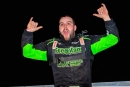 Mason Zeigler on Oct. 26 celebrates his $24,000 Keystone Cup victory at Bedford (Pa.) Speedway in the Super Late Model division. (Jason Walls/wrtspeedwerx.com)